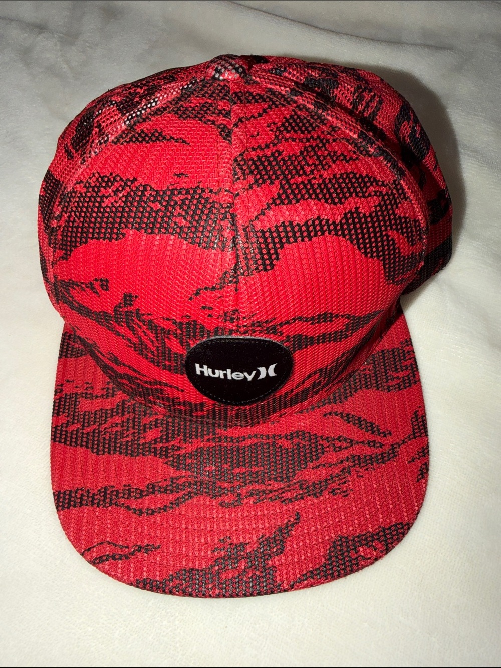 Hurley Red and Black Graphic Snapback Cap